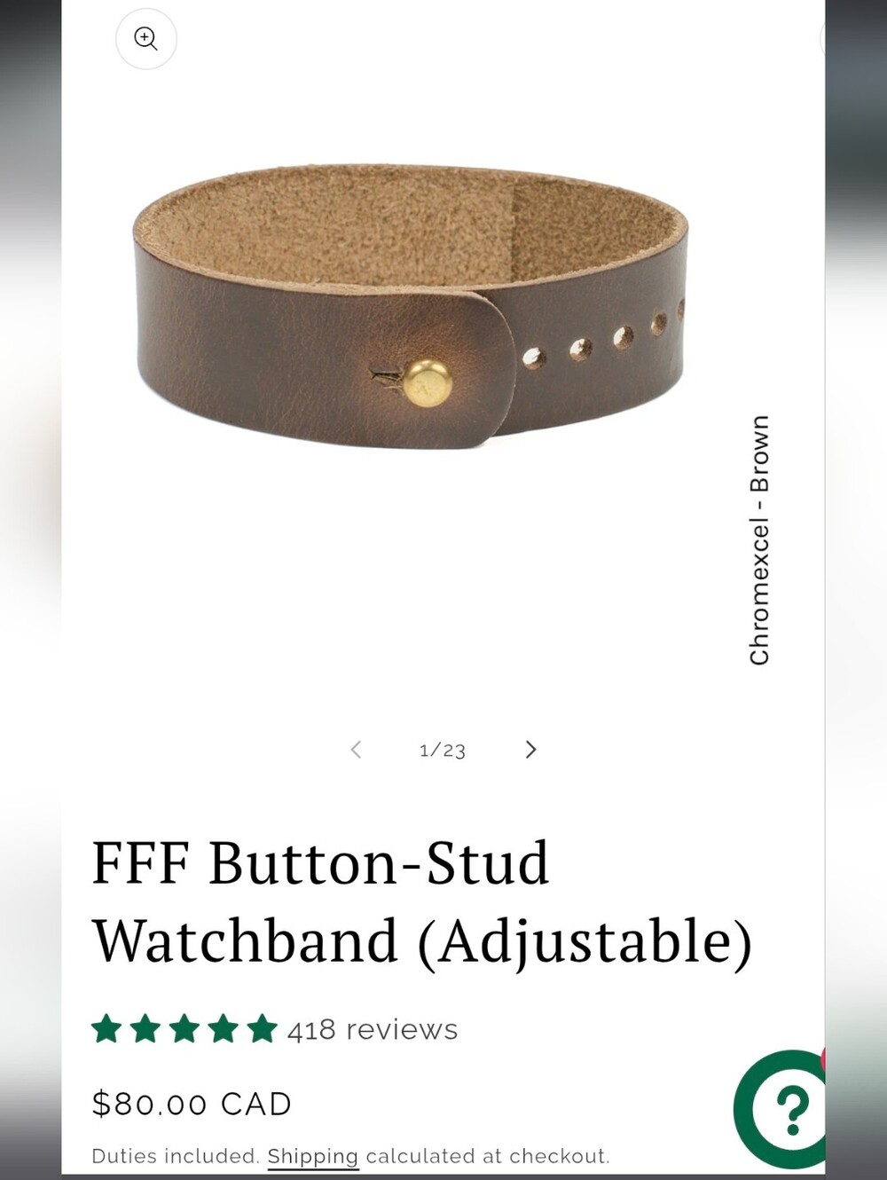 Form Function Form Brown Leather Button Stud Watch Band
